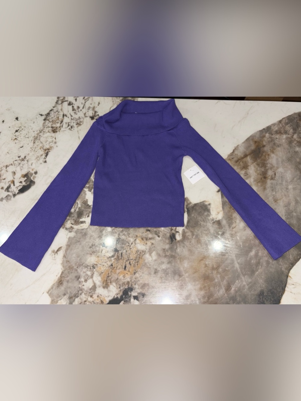 Better Be Purple Ribbed Cowl Neck Crop Sweater